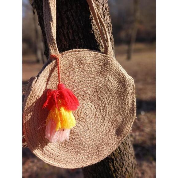 Jute Circle Straw Bag - Picture 1 of 5